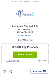 10% off Purchases at Optimismic Wigs and Gifts