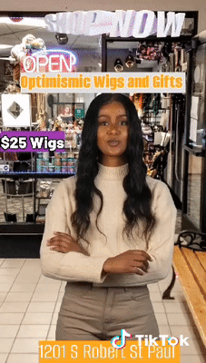 $280 Gorgeous and Flowy Angel 100% Human Hair Wig at Optimismic Wigs and Gifts. Black human hair wigs in St Paul Minnesota. Signal Hills Shopping Center.