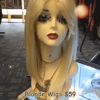 Blonde synthetic glueless bob Wig with bangs $59 Optimismic Wigs and Gifts West St Paul MN