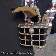 Black Beaded Rhinestone Purse at Optimismic Wigs and Gifts 