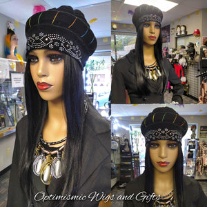 Rhinestone head covers at Optimismic Wigs and Gifts 