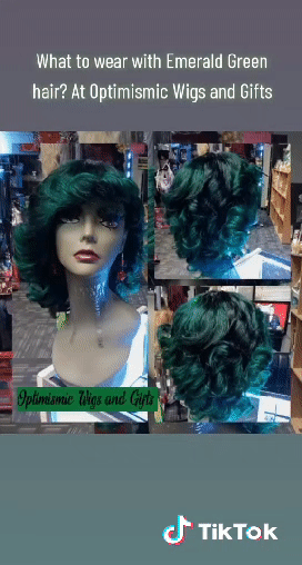 Emerald Green 100% Human Hair Wig $75 Optimismic Wigs and Gifts Shop West St Paul MN