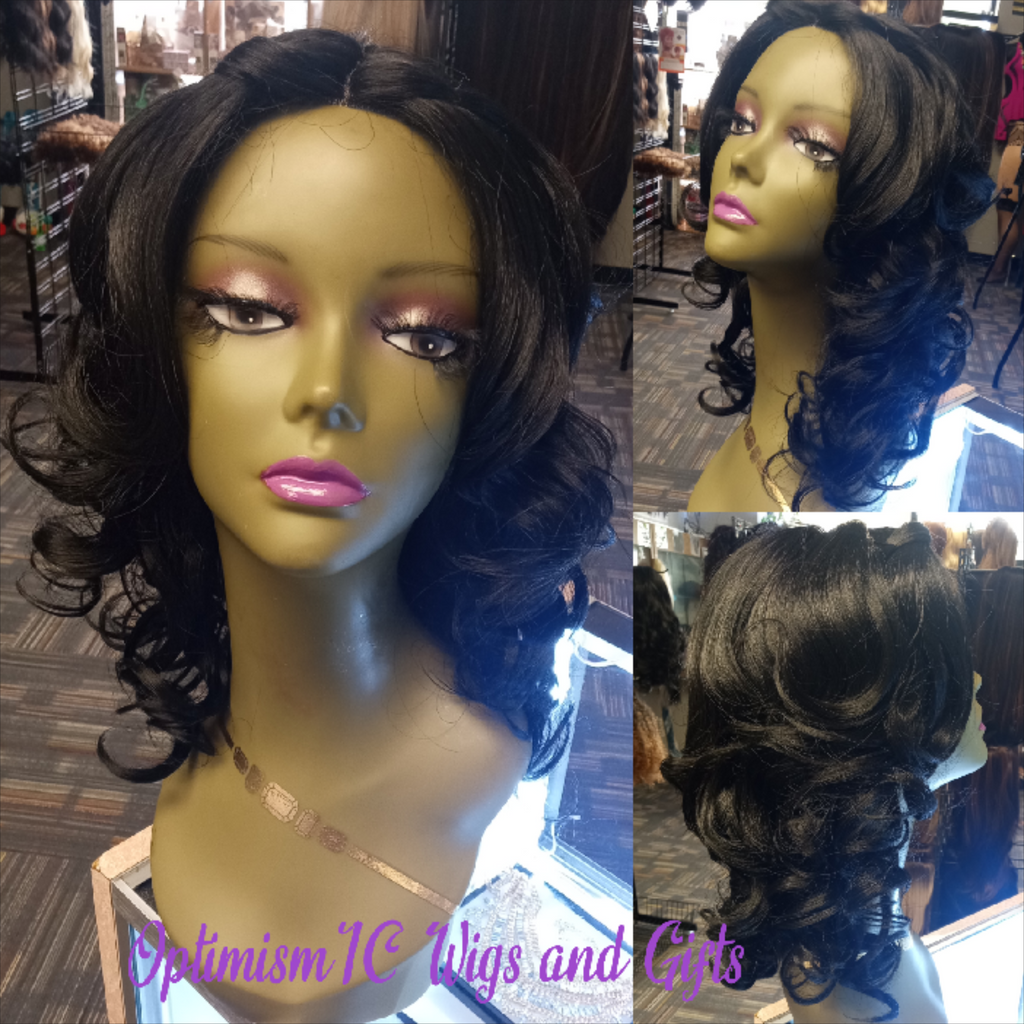 Black Curly Georgina Wigs $59 at OptimismIC Wigs and Gifts Black 12 inches