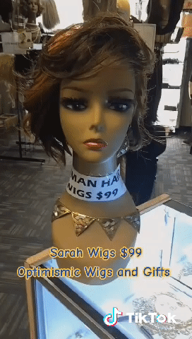 Sarah Brown and Auburn ombre human hair wigs Optimismic Wigs and Gifts Saint paul Minnesota.