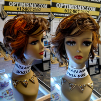 Sarah Human hair Lace Front Wig at Optimismic Wigs and Gifts brown and ginger color 