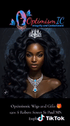 OptimismIC Integrity and Contentment Brand Ambassador Euphoria modeling Roshelle HD Lace Synthetic Curly 28-inch Lace front Wigs for $69 at OptimismIC Wigs and Gifts Shop Saint Paul Minnesota. 