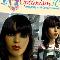 Black 14 inch Human Hair Wig bangs glueless 180 density $52 Optimismic Wigs and Gifts West St Paul MN