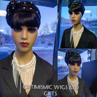 Buy $17 Black Pearl headcovers with bangs at optimismic wigs and gifts shop