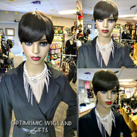 Shop black short Human hair wigs near me $75 Optimismic Wigs and Gifts 