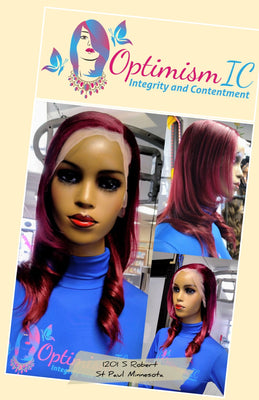 Charmaine 99J Burgundy Human Hair Lace Front Wigs at Optimismic Wigs and Gifts St Paul Minnesota - OptimismIC Wigs and Gifts
