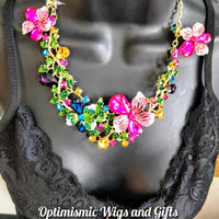Shop Crystal gemstone fashion necklace set at optimismic wigs and gifts shop.