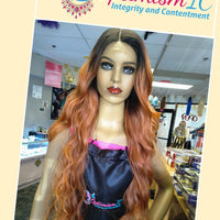 Wigs Damy Synthetic Body Wave HD Lace Front Wigs 32 inch Wigs Copper $35 at Optimismic Wigs and Gifts St Paul Minnesota -
