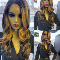 Fortune HD Lace 13x6 Chocolate 26 inch Balayage synthetic body wave Wigs $79 at Optimismic Wigs and Gifts St Paul MN