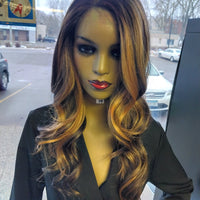 Fortune HD Lace 13x6 Chocolate 26 inch Balayage synthetic body wave Wigs $79 at Optimismic Wigs and Gifts St Paul MN