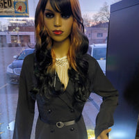Gaia orange and black wigs with bangs $69 OptimismIC Wigs and Gifts Shop.