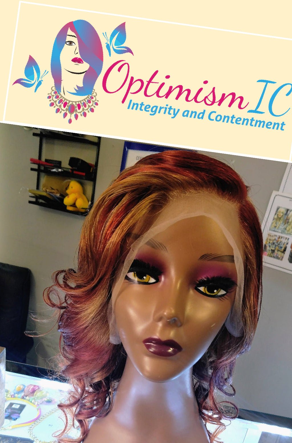Galaxia Gold Copper Burgundy 13X6 HD Lace 26 inch Human Hair Wigs Body Wave $195 - OptimismIC Wigs and Gifts