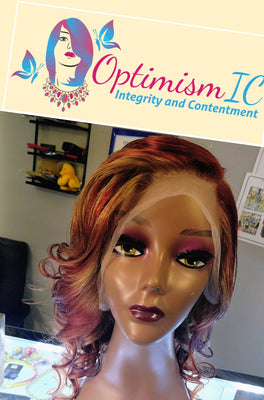 Galaxia Gold Copper Burgundy 13X6 HD Lace 26 inch Human Hair Wigs Body Wave $195 - OptimismIC Wigs and Gifts