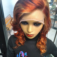 Galaxia Gold Copper Burgundy 13X6 HD Lace 26 inch Human Hair Wigs Body Wave $195 - OptimismIC Wigs and Gifts