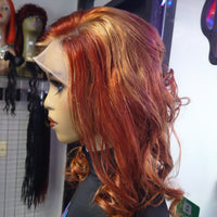 Galaxia Gold Copper Burgundy 13X6 HD Lace 26 inch Human Hair Wigs Body Wave $195 - OptimismIC Wigs and Gifts