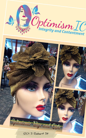 Gold Floral Head wraps $17 Optimismic Wigs and Gifts St Paul MN 55118 - OptimismIC Wigs and Gifts