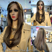 Buy Hayden 28-inch brown straight synthetic wigs at Optimismic Wigs and Gifts. 