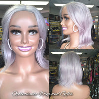 Judith $140 Gray HD Human Hair Lace Front Wigs 12inches Optimismic Wigs and Gifts - OptimismIC Wigs and Gifts