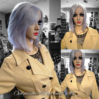Judith $140 Gray HD Human Hair Lace Front Wigs 12inches Optimismic Wigs and Gifts - OptimismIC Wigs and Gifts