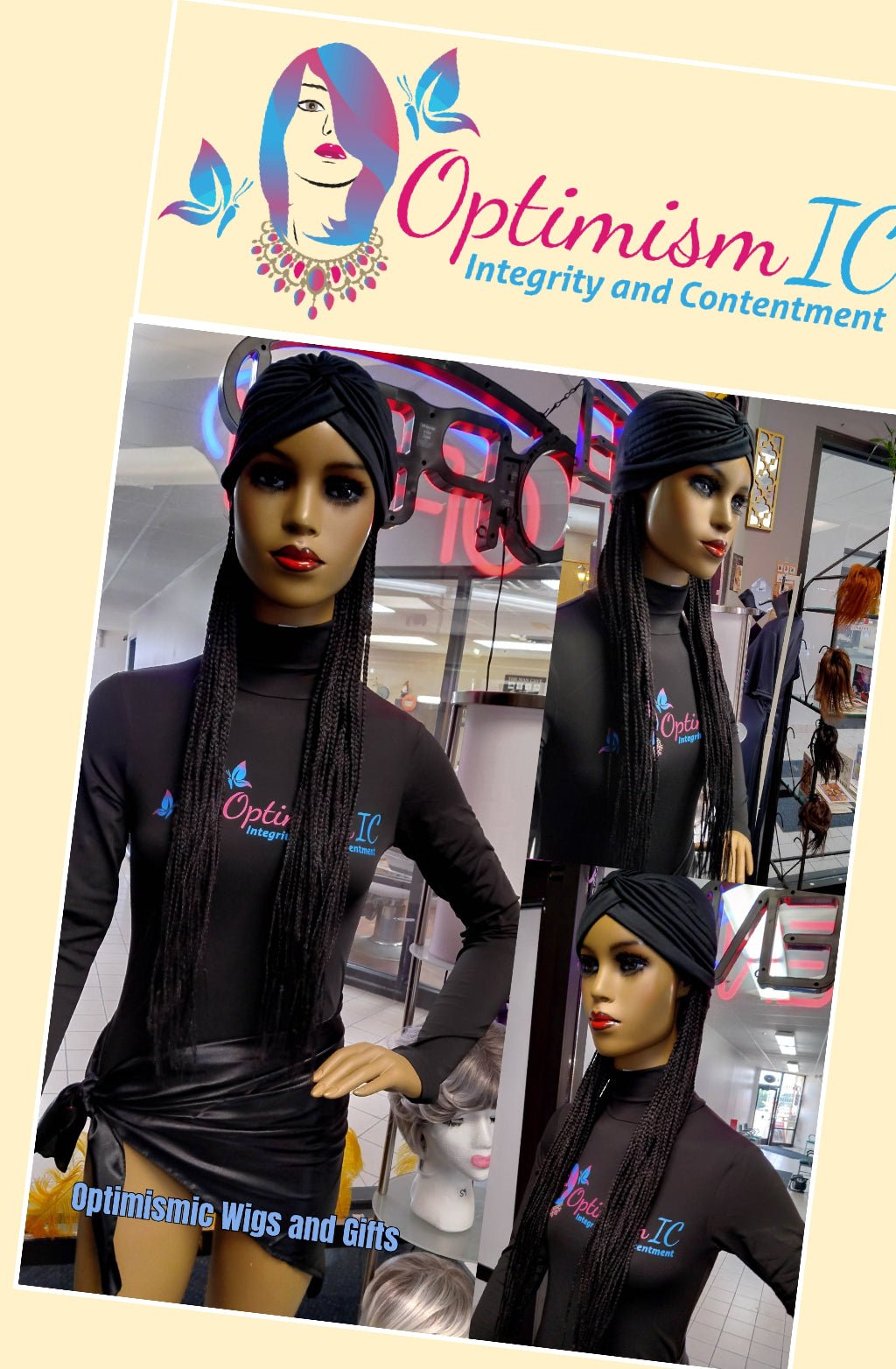 Kiana black Braided Caps Synthetic 32 inch Wigs $59 - OptimismIC Wigs and Gifts