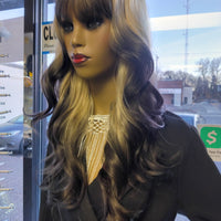 Buy Ombre blonde gaia wigs with bangs at optimismic wigs and gifts shop.