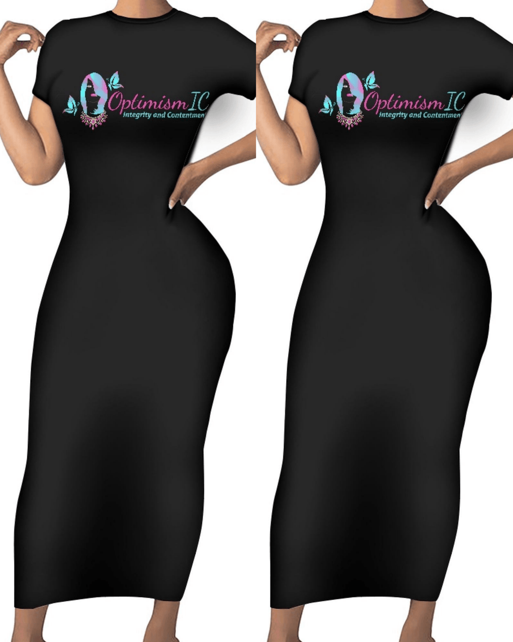 OptimismIC Integrity and Contentment Fitted Bodycon Dresses $25 at Optimismic Wigs and Gifts - OptimismIC Wigs and Gifts