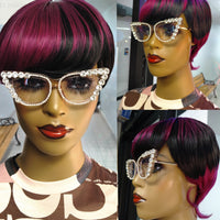 Buy Pink HUMAN HAIR WIGS $36 and rhinestone sunglasses OPTIMISMIC WIGS AND GIFT SHOP WEST ST PAUL MN