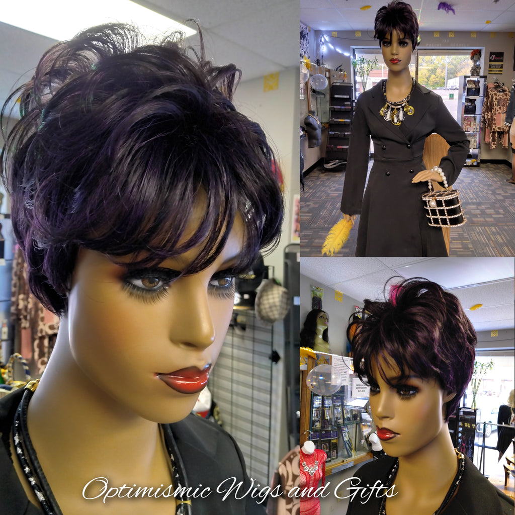 Purple fashion wigs at Optimismic Wigs and Gifts 
