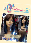Reagan Synthetic 12inch Glueless Chocolate and Blue Wigs $59 OptimismIC Wigs and Gifts Shop West St Paul MN - OptimismIC Wigs and Gifts