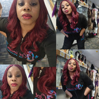 Shop Red burgundy ebony lace front wigs in saint paul at optimismic wigs and gifts.