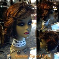 Sarah $25 100% Human Hair Lace Front Wig Auburn ombre pixie cut Optimismic Wigs and Gifts Shop West St Paul - OptimismIC Wigs and Gifts