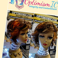 Sarah $25 100% Human Hair Lace Front Wig Auburn ombre pixie cut Optimismic Wigs and Gifts Shop West St Paul - OptimismIC Wigs and Gifts
