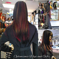 Siren Black Red Gold Balayage Synthetic Glueless Wigs $79 at OptimismIC Wigs and Gifts West St Paul MN - OptimismIC Wigs and Gifts