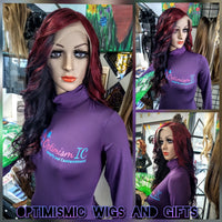 Starlet 13x6 black cherry violet burgundy HD Lace 26inch Human Hair Lace Front Wigs $195 - OptimismIC Wigs and Gifts