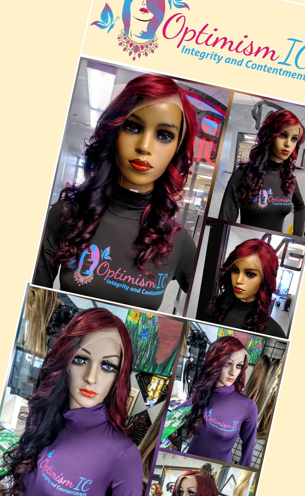Starlet 13x6 black cherry violet burgundy HD Lace 26inch Human Hair Lace Front Wigs $195 - OptimismIC Wigs and Gifts