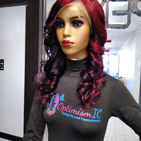 Starlet 13x6 black cherry violet burgundy HD Lace 26inch Human Hair Lace Front Wigs $195 - OptimismIC Wigs and Gifts