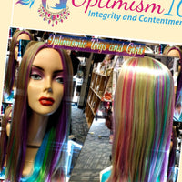 Vibez Rainbow Wig $35 Optimismic Wigs and Gifts St Paul MN 55118 - OptimismIC Wigs and Gifts