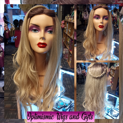 Amber Blonde wigs with highlights at optimismic wigs and shop saint paul.