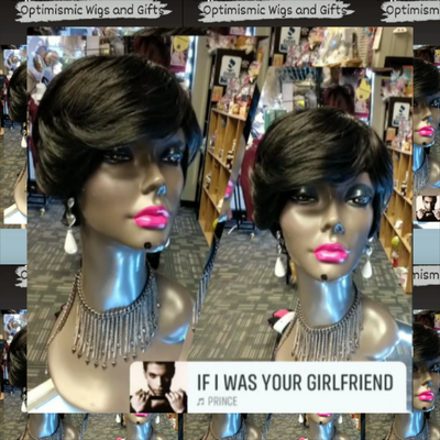Black Pixie Chic $37.50 100% Human Hair Wig OptimismIC Wigs and Gifts West St Paul MN. shop black human hair wigs near me.