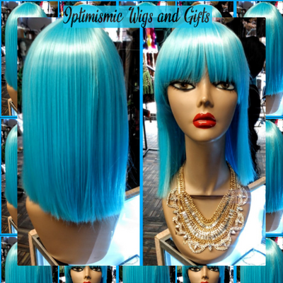 Electric Blue Wig at Optimismic Wigs and Gifts 