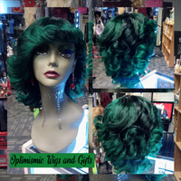 Green human hair wigs at Optimismic Wigs and Gifts 