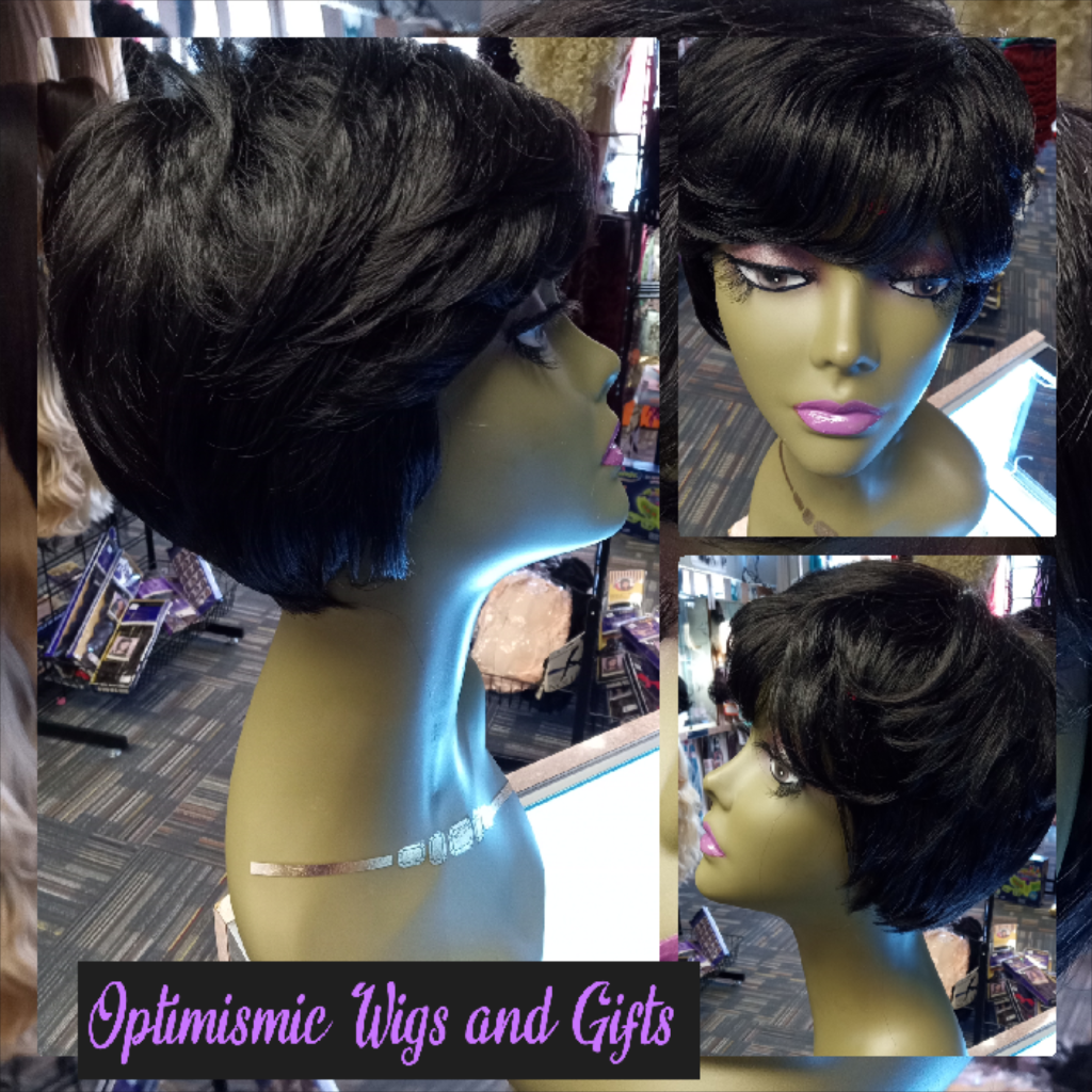 Grace Wigs at OptimismIC Wigs and Gifts  Nothing like an Old School Classic! Check out this Grace Wigs at Optimismic wigs and gifts. Fun, Easy and Very Simplistic. Come down and check the many varieties and styles.Wig Benefits 5 Minute Styling Wear and Go Pre-styled and Pre-colored Glueless for easy wear Grace Wig Product Details Hair Wig Color: Black Hair Wig Coverage: Full Coverage Hair Wig Fiber: Synthetic Heat Resistant: Yes Hair Pattern: Straight with Bangs Hair Length: Short 4 Inche