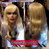 Blonde wigs with bangs at Optimismic Wigs and Gifts west saint paul. Shimmers Blonde Synthetic Glueless bang Wig $25 at Optimismic Wigs and Gifts West St Paul MN