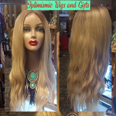 Skylar Blonde wigs with highlights ombre at optimismic wigs and gifts shop saint paul.