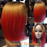 Enigma Synthetic Orange Wigs $59 OptimismIC Wigs and Gifts West St Paul MN - OptimismIC Wigs and Gifts