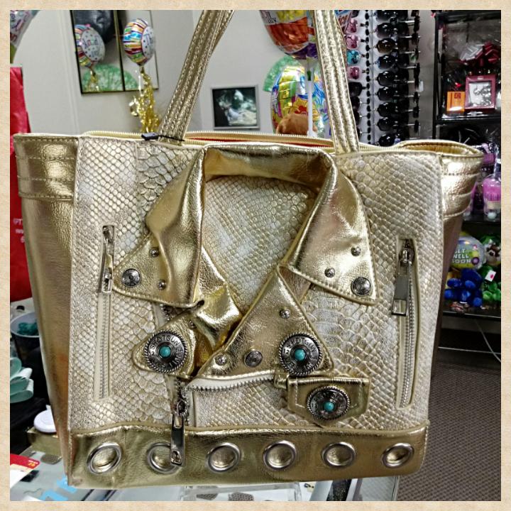 Gold Biker Jacket Purse Gifts optimismic wigs and gifts saint paul